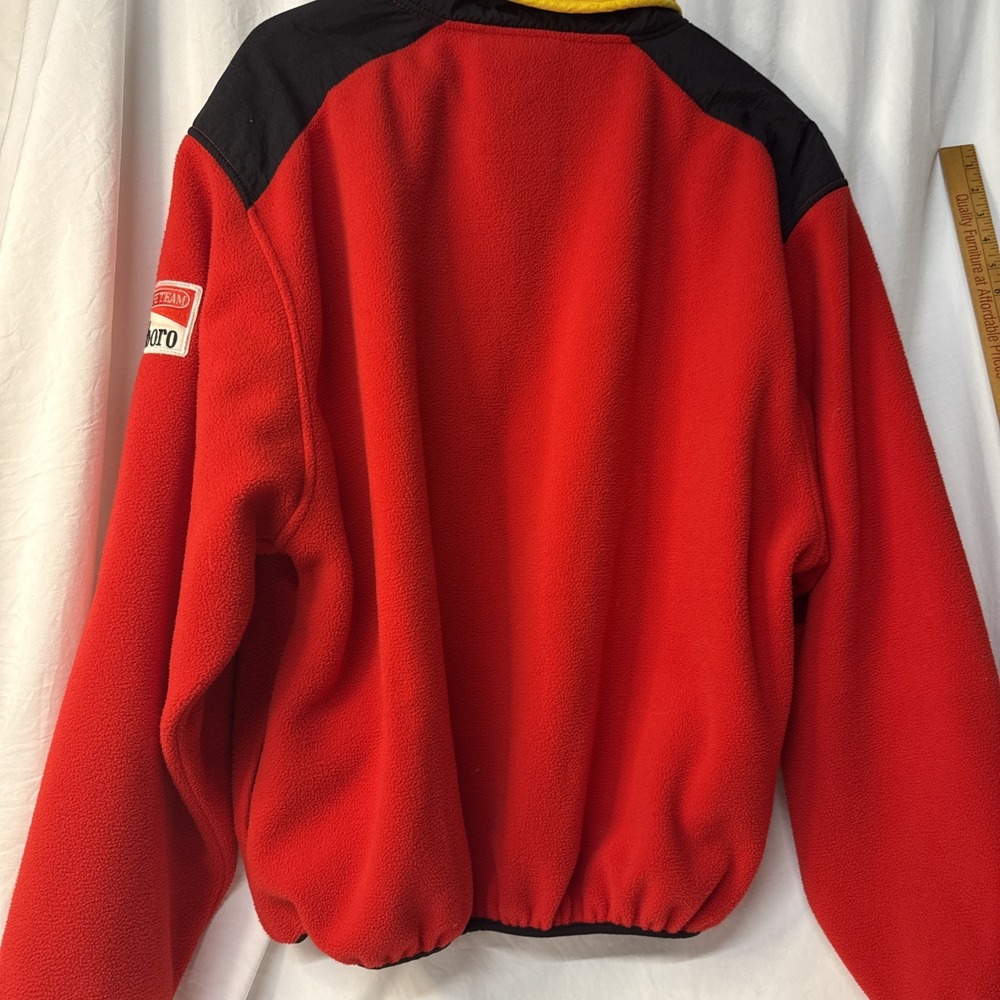 Marlboro Adventure Team Red Fleece Pullover Sweater Yellow Black XL Vintage - Picture 7 of 7